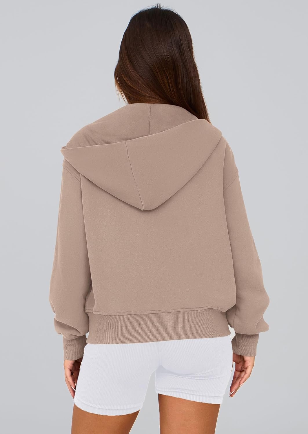 image:imagePRETTYGARDEN Hoodies for Women Fall Fashion Zip Up Fleece Plain SweatshirtGrey Khaki