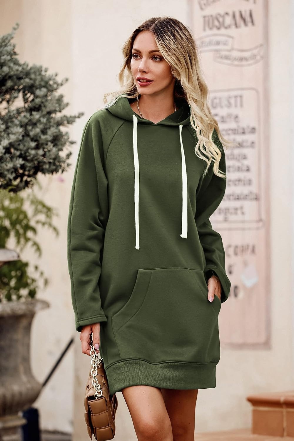 image:imagePRETTYGARDEN Sweatshirt for Women Fall Oversized Hoodie DressArmy Green