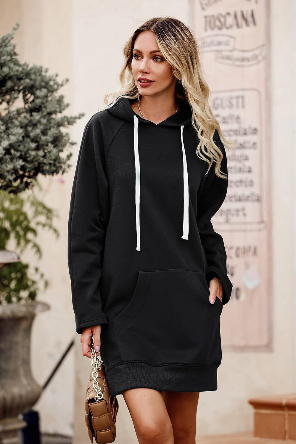 image:imagePRETTYGARDEN Sweatshirt for Women Fall Oversized Hoodie DressBlack