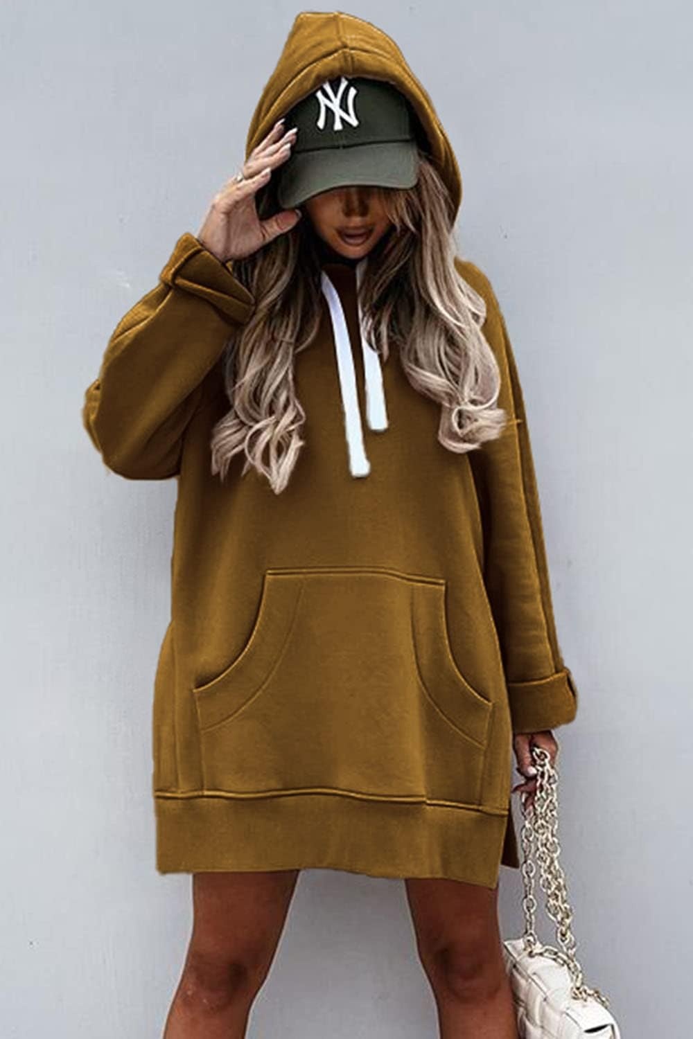image:imagePRETTYGARDEN Sweatshirt for Women Fall Oversized Hoodie DressDark Khaki