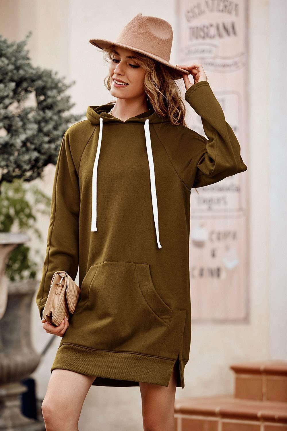 image:imagePRETTYGARDEN Sweatshirt for Women Fall Oversized Hoodie DressDark Khaki