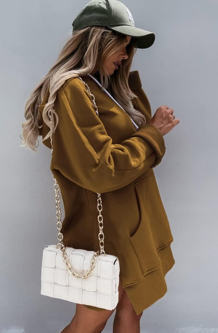 image:imagePRETTYGARDEN Sweatshirt for Women Fall Oversized Hoodie DressDark Khaki