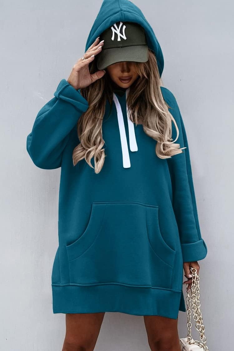 image:imagePRETTYGARDEN Sweatshirt for Women Fall Oversized Hoodie DressLake Blue
