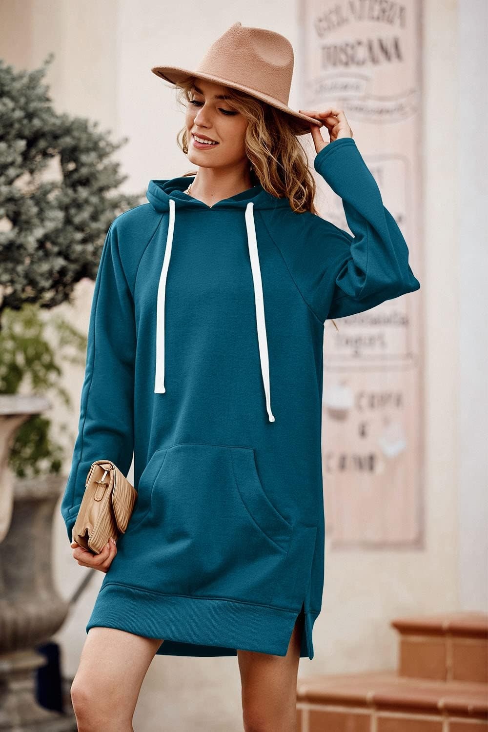 image:imagePRETTYGARDEN Sweatshirt for Women Fall Oversized Hoodie DressLake Blue