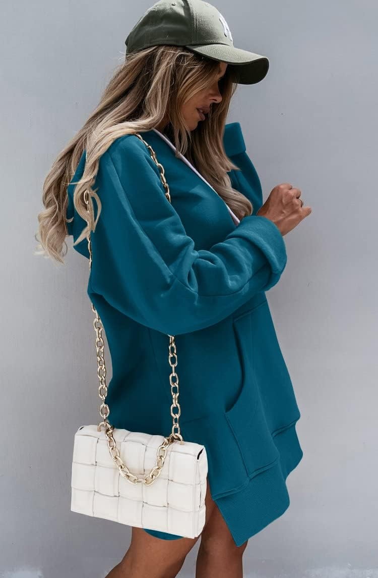 image:imagePRETTYGARDEN Sweatshirt for Women Fall Oversized Hoodie DressLake Blue