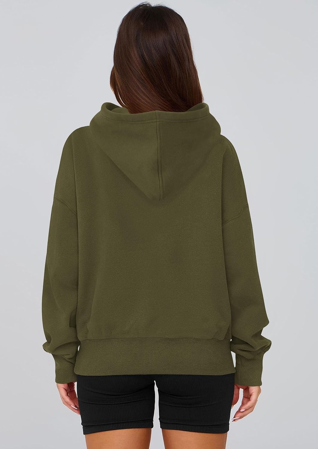 image:imagePRETTYGARDEN Womens Fall Half Zip Cropped Hoodie SweatshirtStyle 2army Green