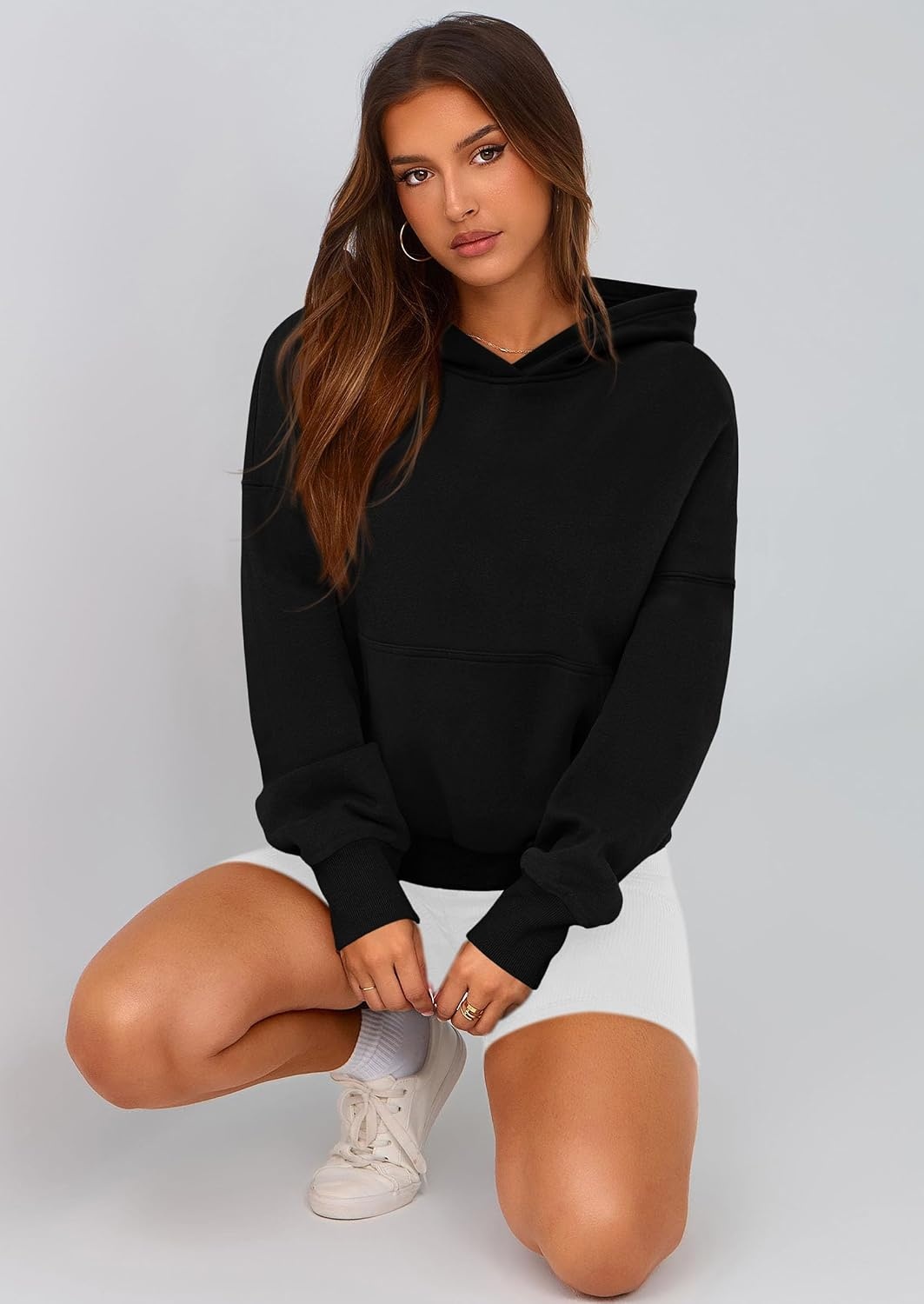 image:imagePRETTYGARDEN Womens Fall Half Zip Cropped Hoodie SweatshirtStyle 2black