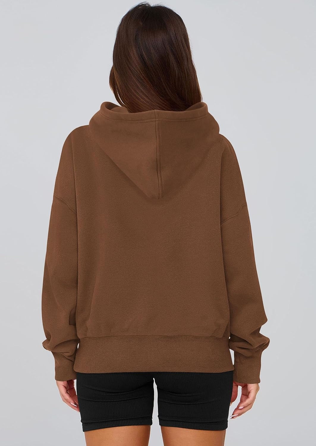 image:imagePRETTYGARDEN Womens Fall Half Zip Cropped Hoodie SweatshirtStyle 2brown