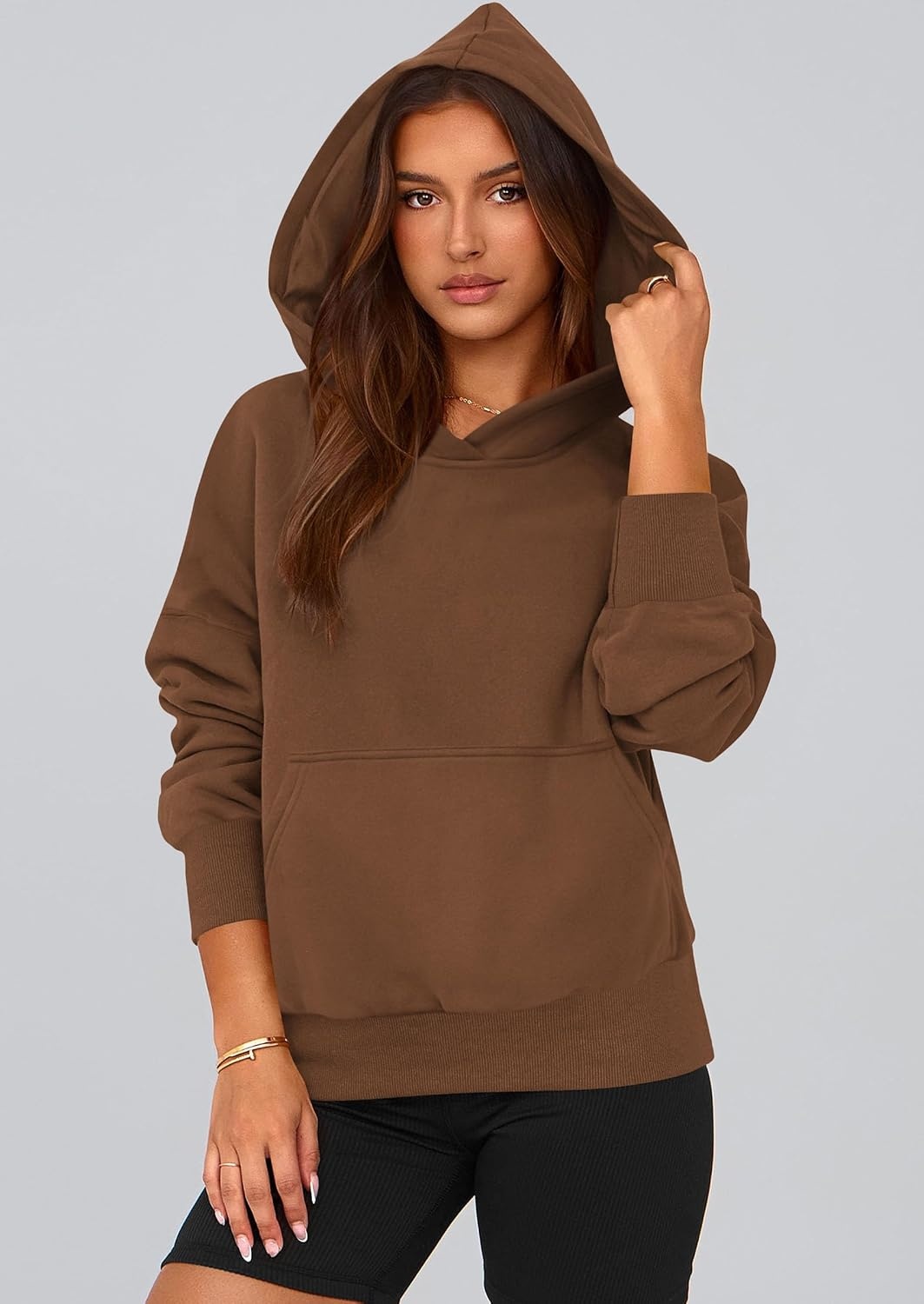 image:imagePRETTYGARDEN Womens Fall Half Zip Cropped Hoodie SweatshirtStyle 2brown