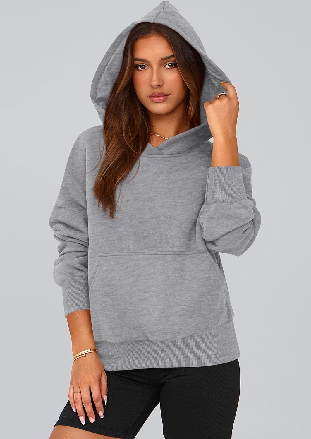 image:imagePRETTYGARDEN Womens Fall Half Zip Cropped Hoodie SweatshirtStyle 2grey