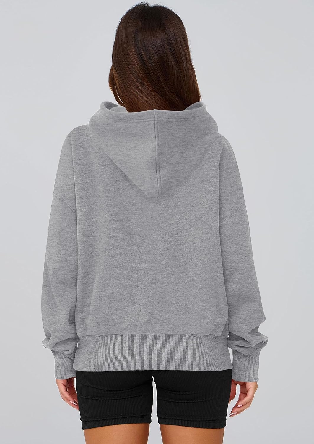 image:imagePRETTYGARDEN Womens Fall Half Zip Cropped Hoodie SweatshirtStyle 2grey