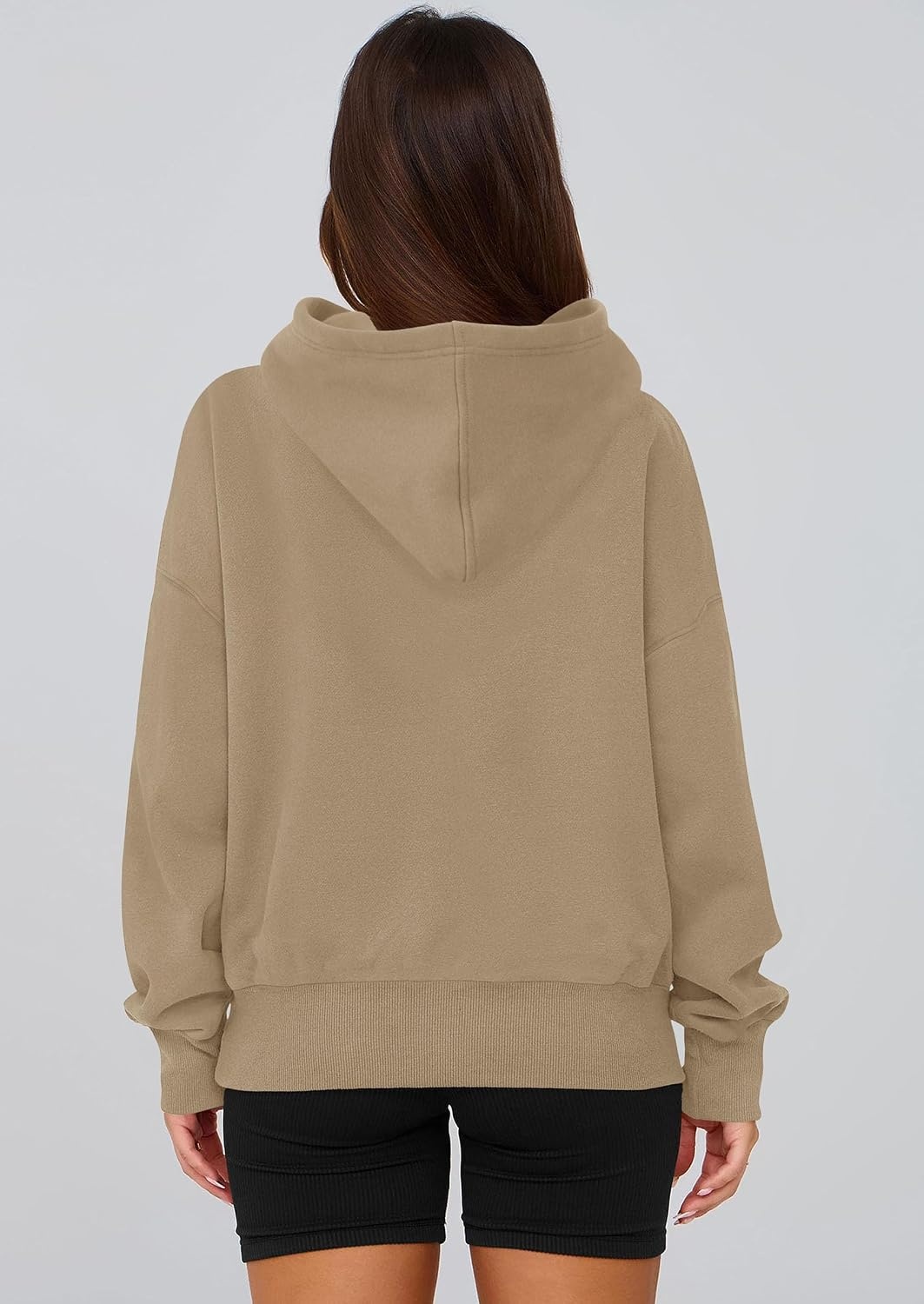 image:imagePRETTYGARDEN Womens Fall Half Zip Cropped Hoodie SweatshirtStyle 2khaki