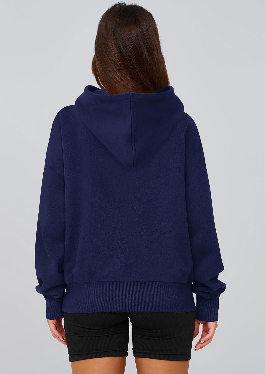 image:imagePRETTYGARDEN Womens Fall Half Zip Cropped Hoodie SweatshirtStyle 2navy Blue