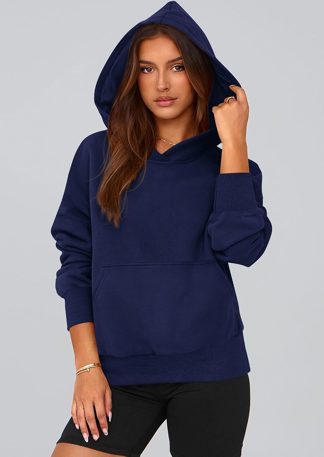 image:imagePRETTYGARDEN Womens Fall Half Zip Cropped Hoodie SweatshirtStyle 2navy Blue