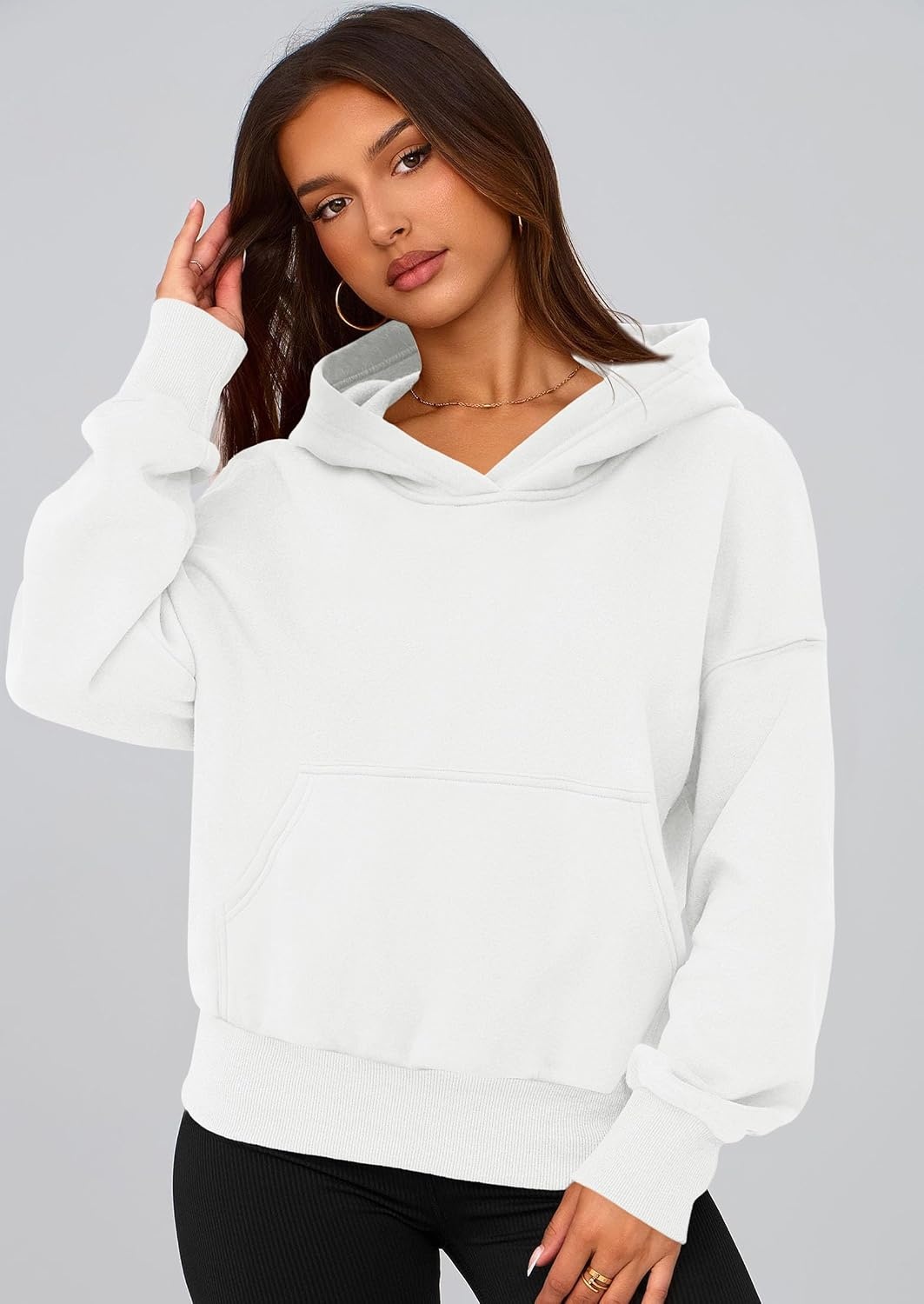 image:imagePRETTYGARDEN Womens Fall Half Zip Cropped Hoodie SweatshirtStyle 2white