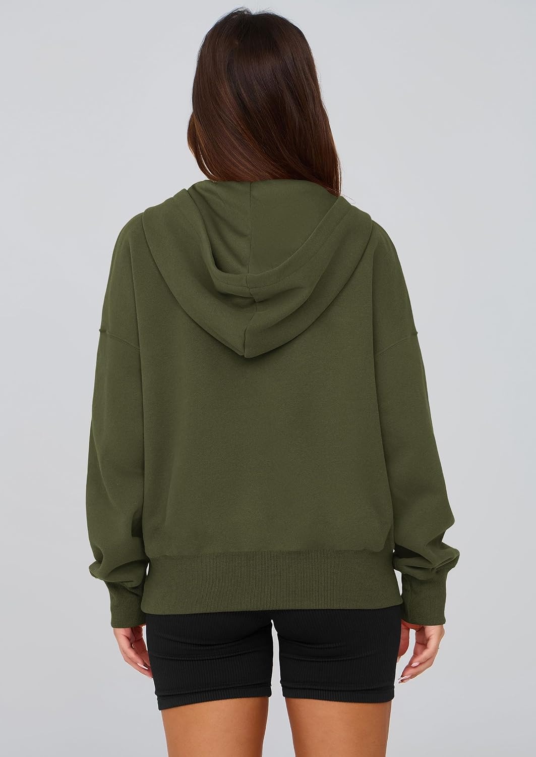 image:imagePRETTYGARDEN Womens Fall Half Zip Cropped Hoodie SweatshirtStyle 3army Green