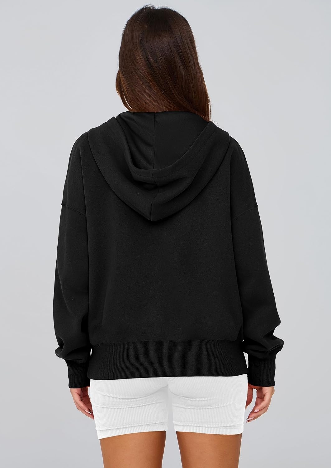 image:imagePRETTYGARDEN Womens Fall Half Zip Cropped Hoodie SweatshirtStyle 3black