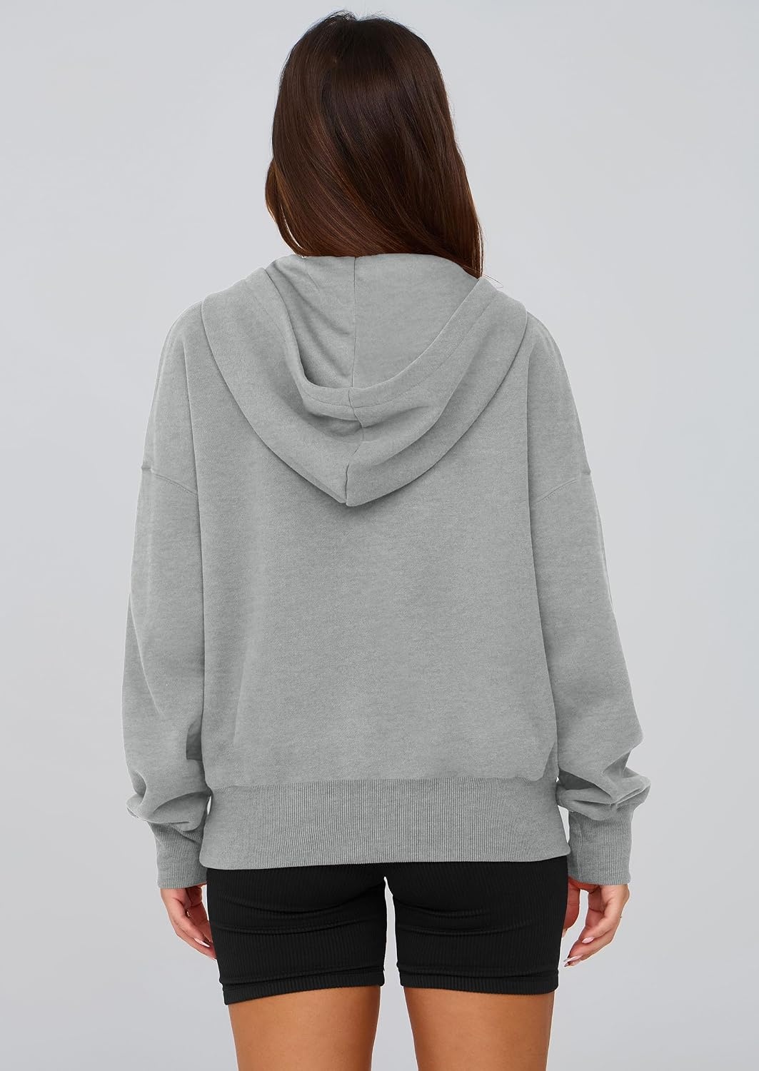 image:imagePRETTYGARDEN Womens Fall Half Zip Cropped Hoodie SweatshirtStyle 3grey