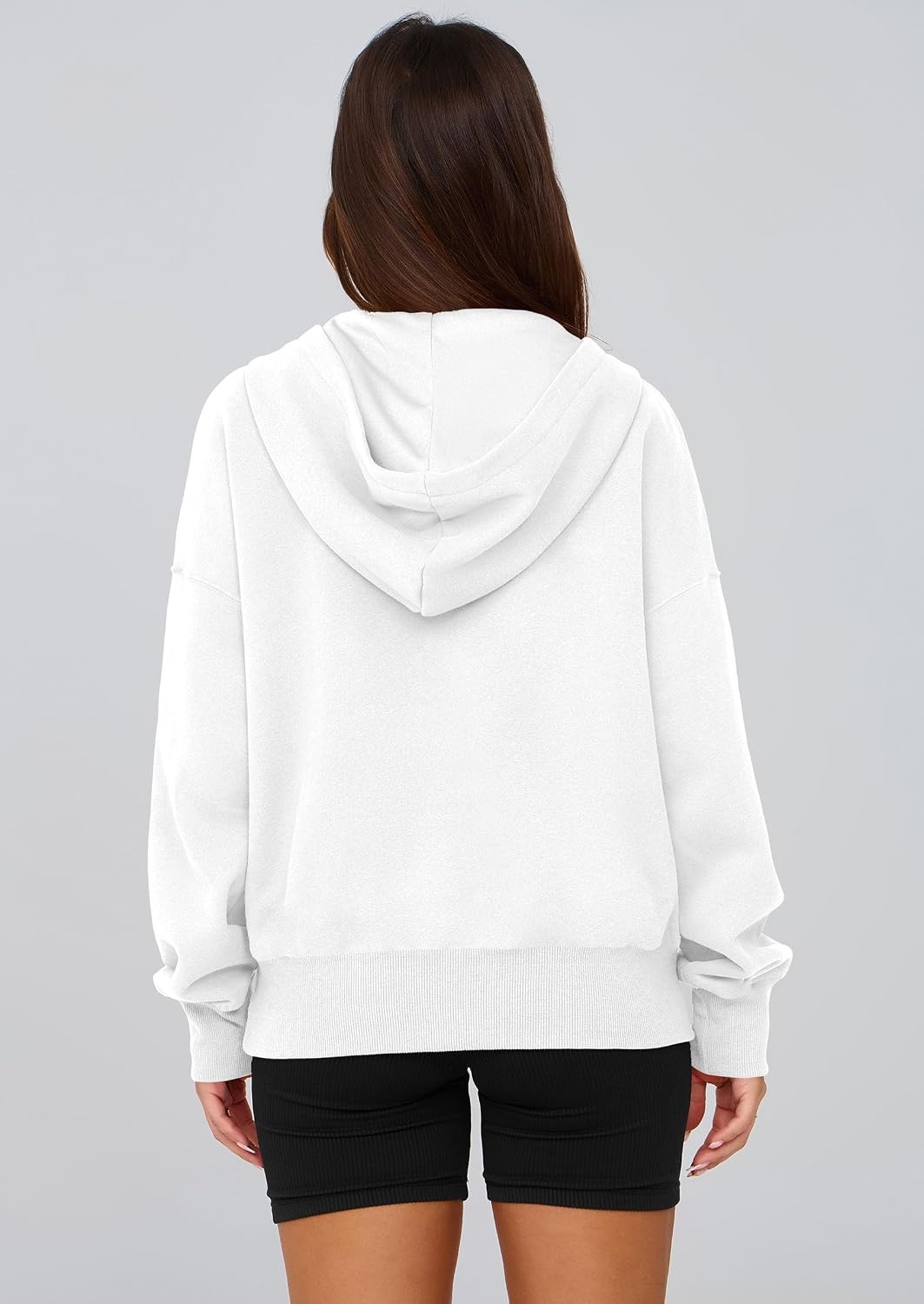image:imagePRETTYGARDEN Womens Fall Half Zip Cropped Hoodie SweatshirtStyle 3white