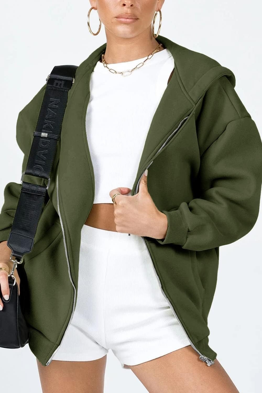 image:imagePRETTYGARDEN Womens Fall Zip Up Hoodies SweatshirtsArmy Green