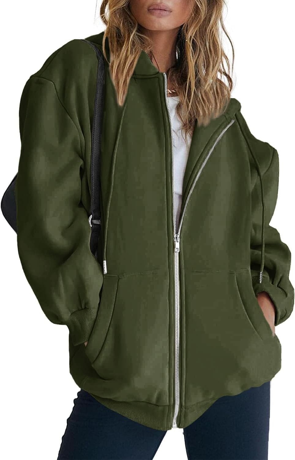 image:imagePRETTYGARDEN Womens Fall Zip Up Hoodies SweatshirtsArmy Green