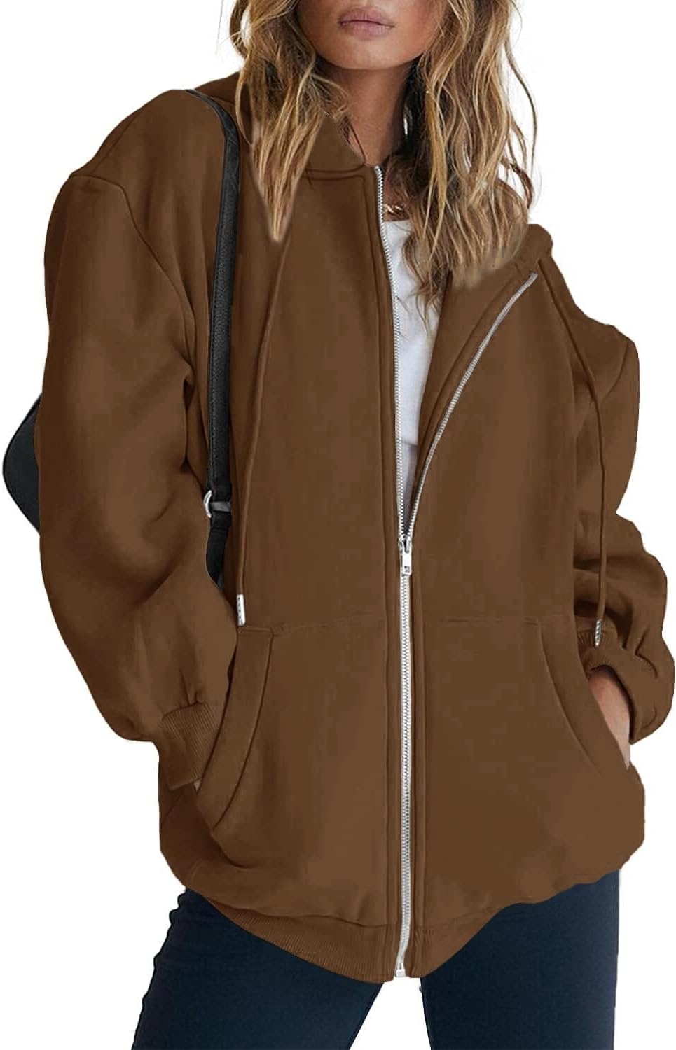 image:imagePRETTYGARDEN Womens Fall Zip Up Hoodies SweatshirtsBrown