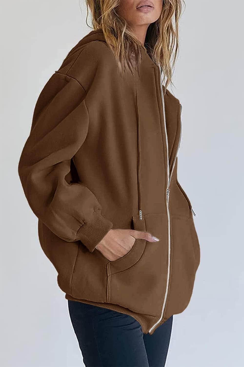 image:imagePRETTYGARDEN Womens Fall Zip Up Hoodies SweatshirtsBrown