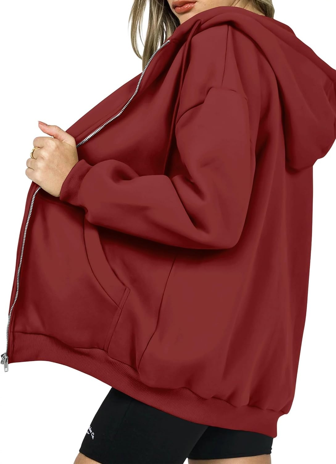 image:imagePRETTYGARDEN Womens Fall Zip Up Hoodies SweatshirtsBrown Red
