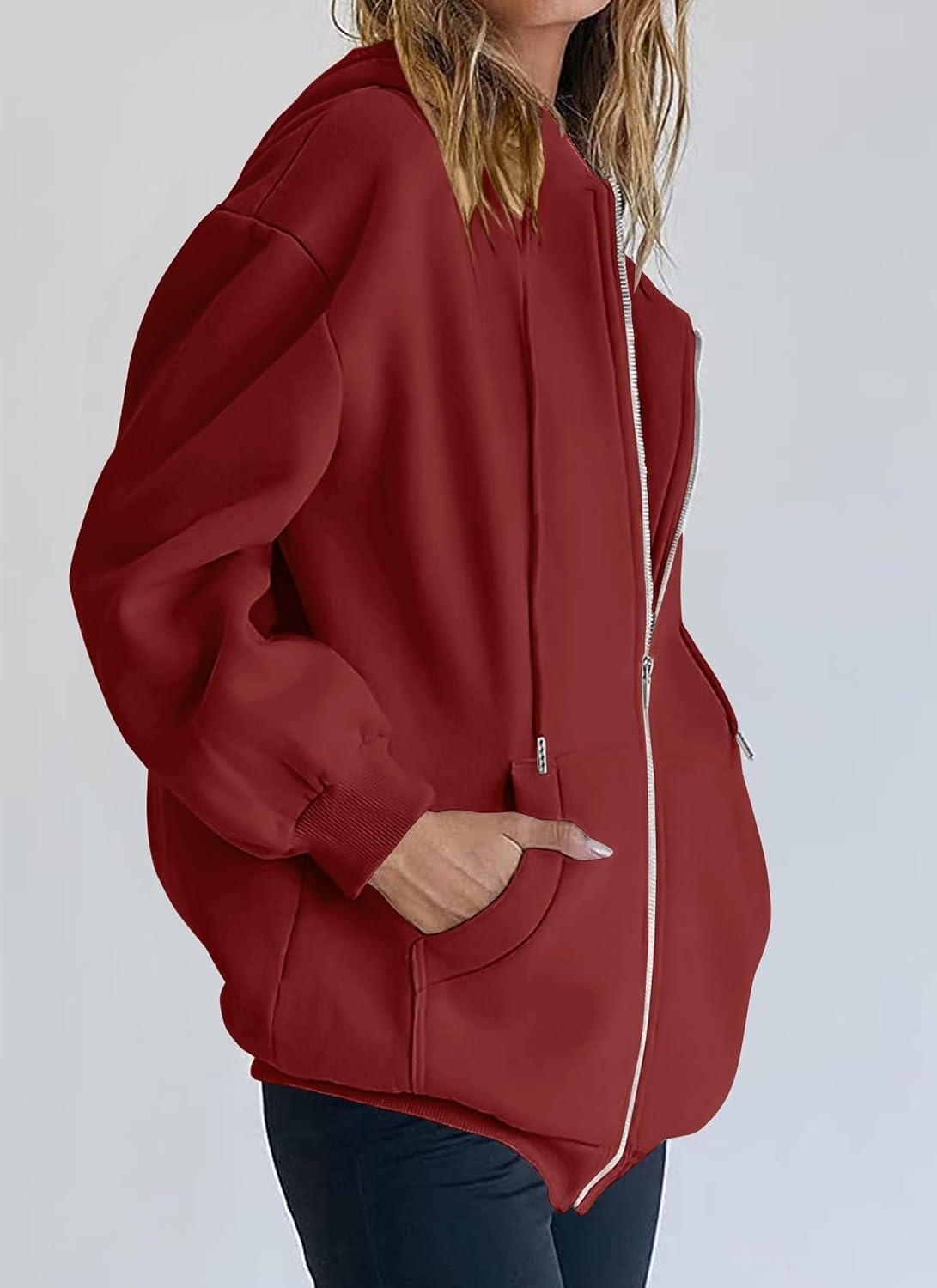 image:imagePRETTYGARDEN Womens Fall Zip Up Hoodies SweatshirtsBrown Red
