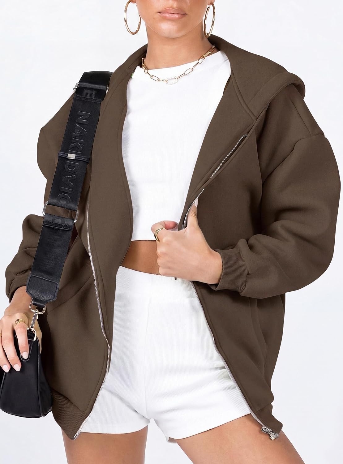 image:imagePRETTYGARDEN Womens Fall Zip Up Hoodies SweatshirtsCoffee