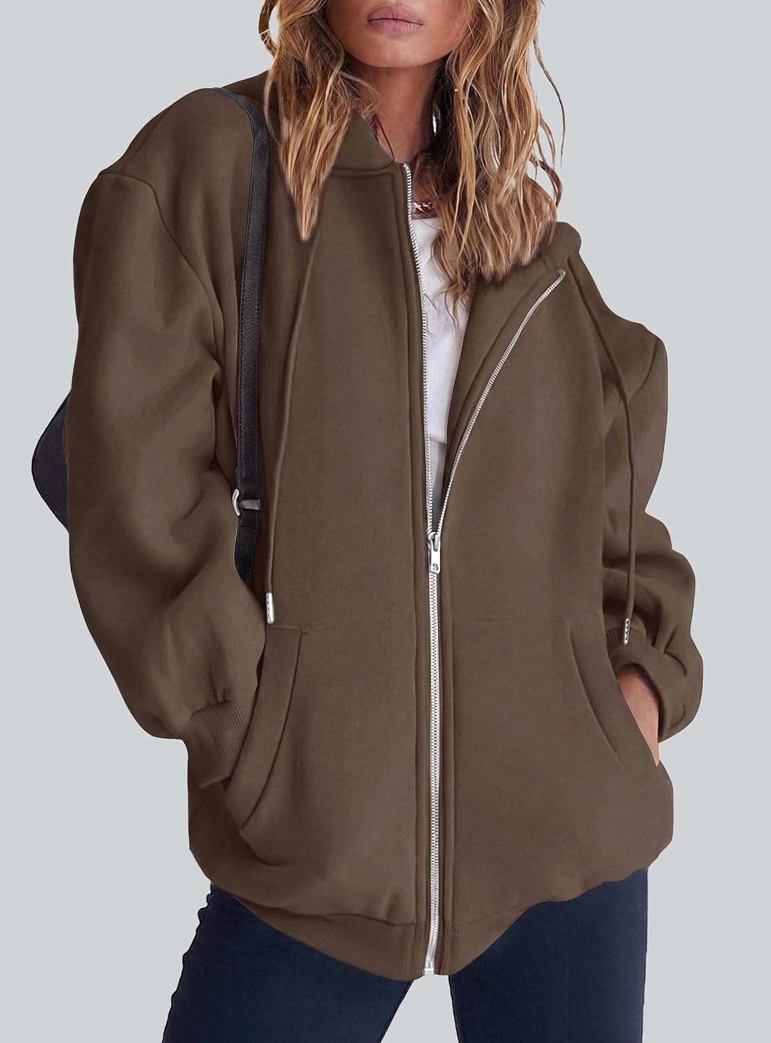 image:imagePRETTYGARDEN Womens Fall Zip Up Hoodies SweatshirtsCoffee