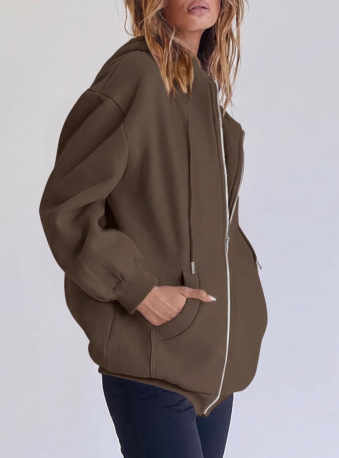image:imagePRETTYGARDEN Womens Fall Zip Up Hoodies SweatshirtsCoffee
