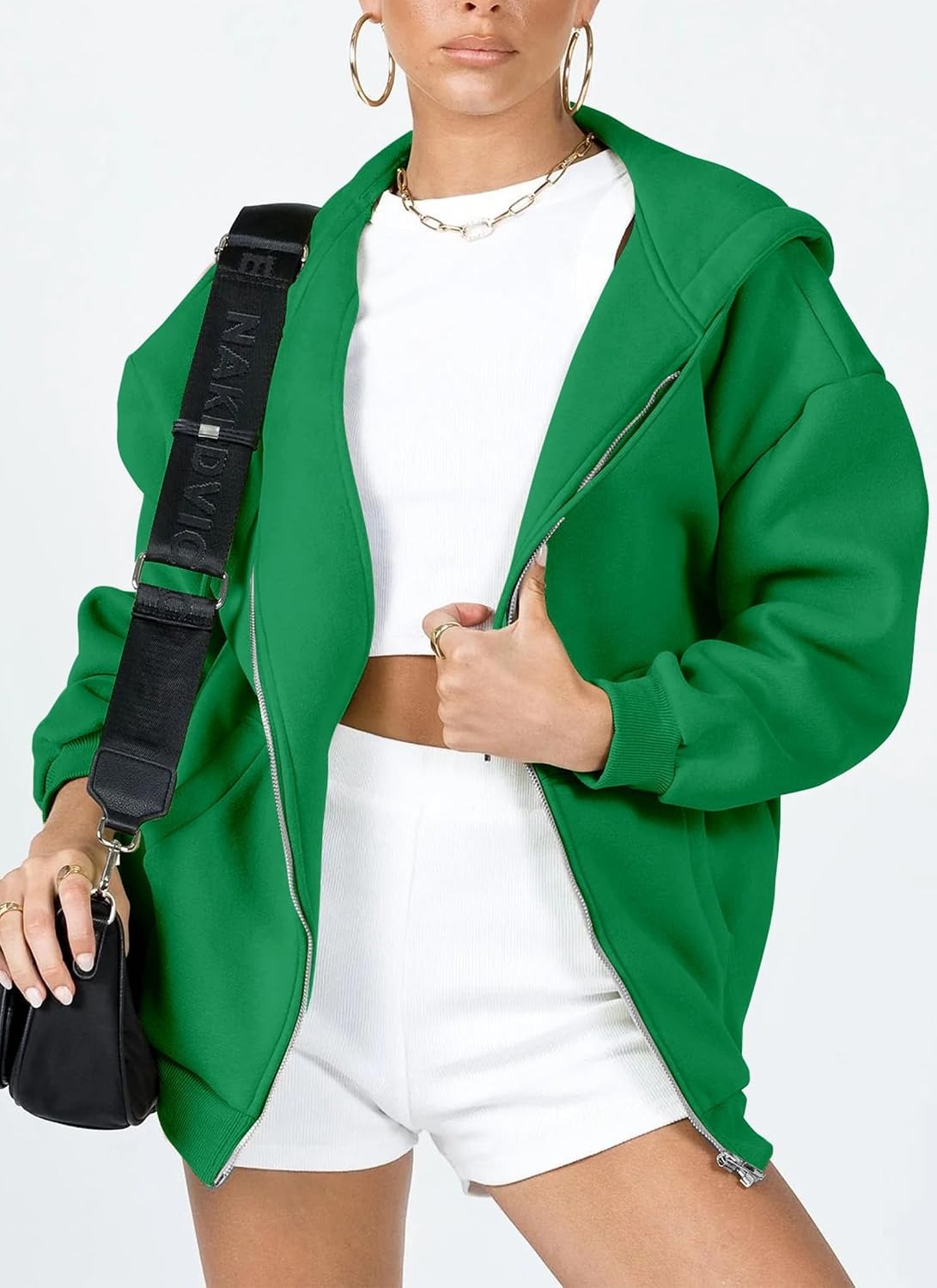 image:imagePRETTYGARDEN Womens Fall Zip Up Hoodies SweatshirtsGreen