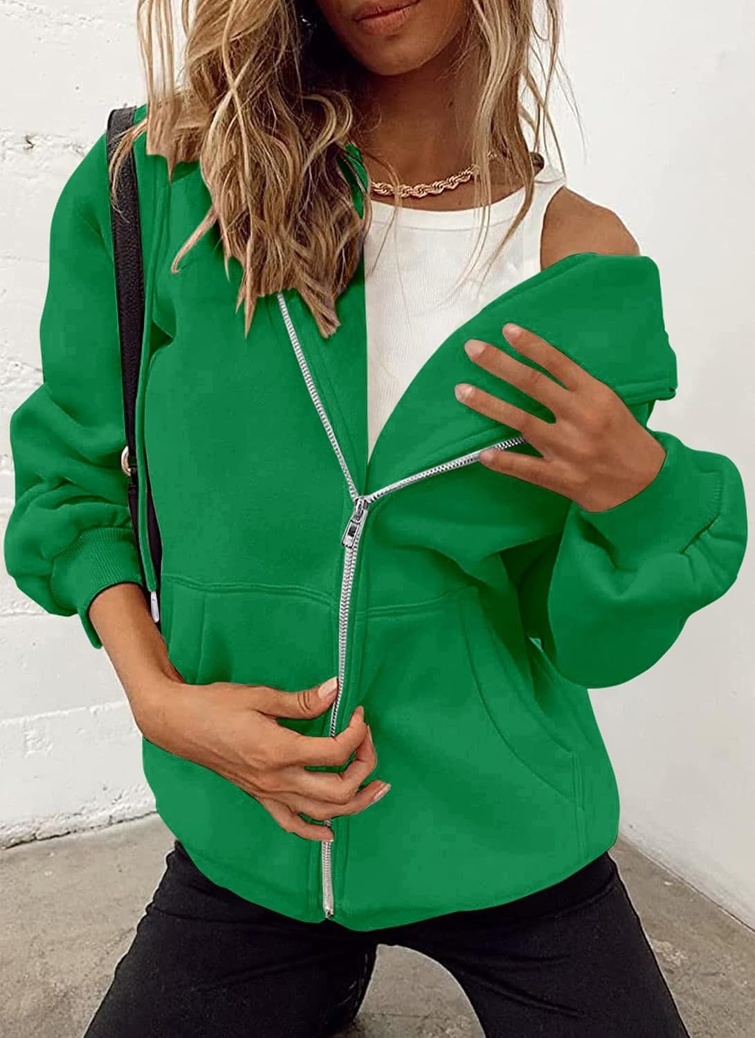 image:imagePRETTYGARDEN Womens Fall Zip Up Hoodies SweatshirtsGreen