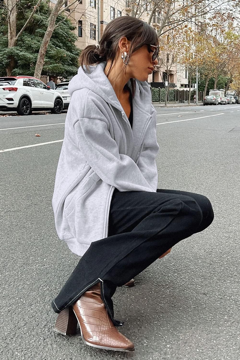 image:imagePRETTYGARDEN Womens Fall Zip Up Hoodies SweatshirtsGrey