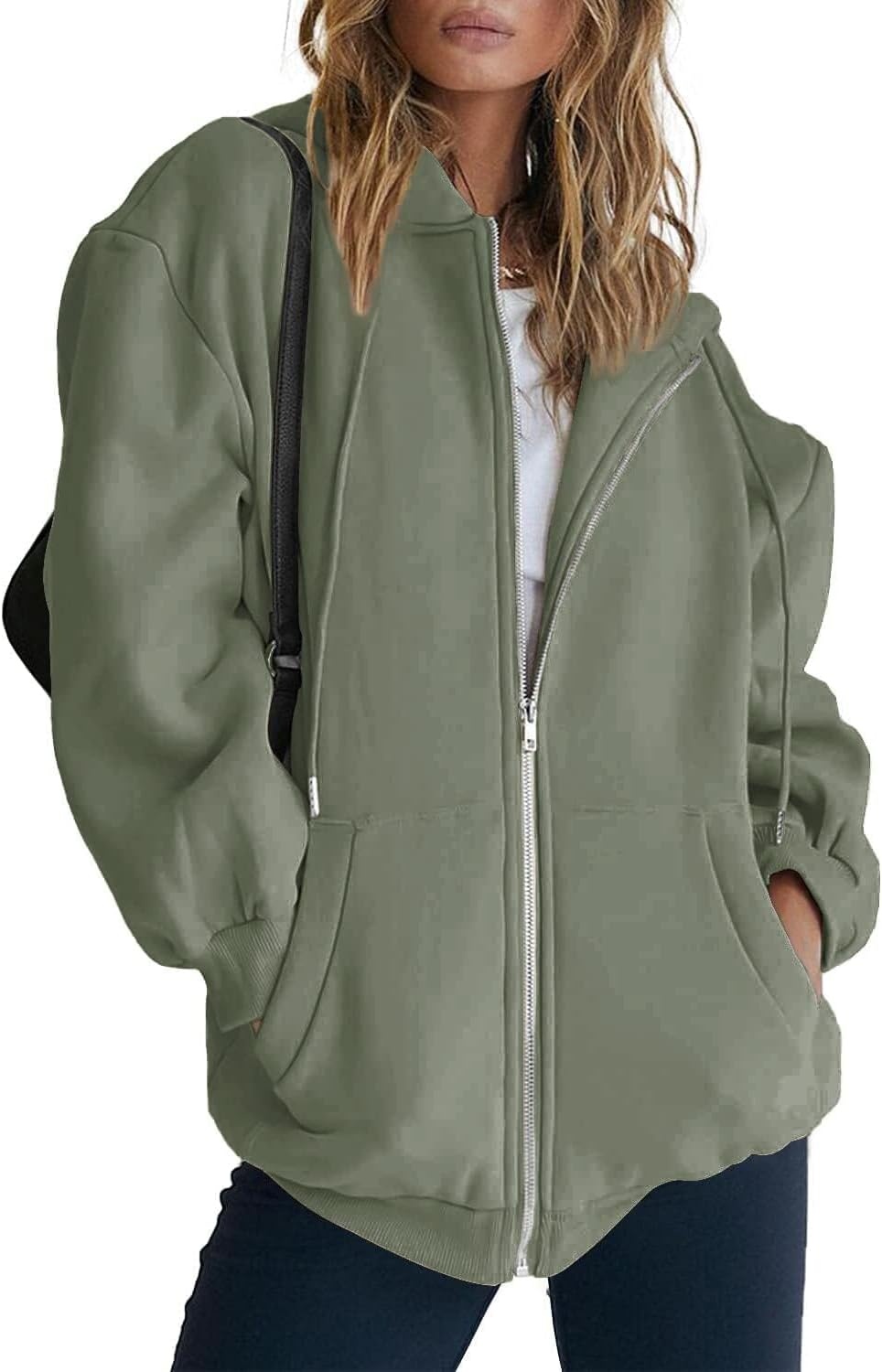 image:imagePRETTYGARDEN Womens Fall Zip Up Hoodies SweatshirtsGrey Green