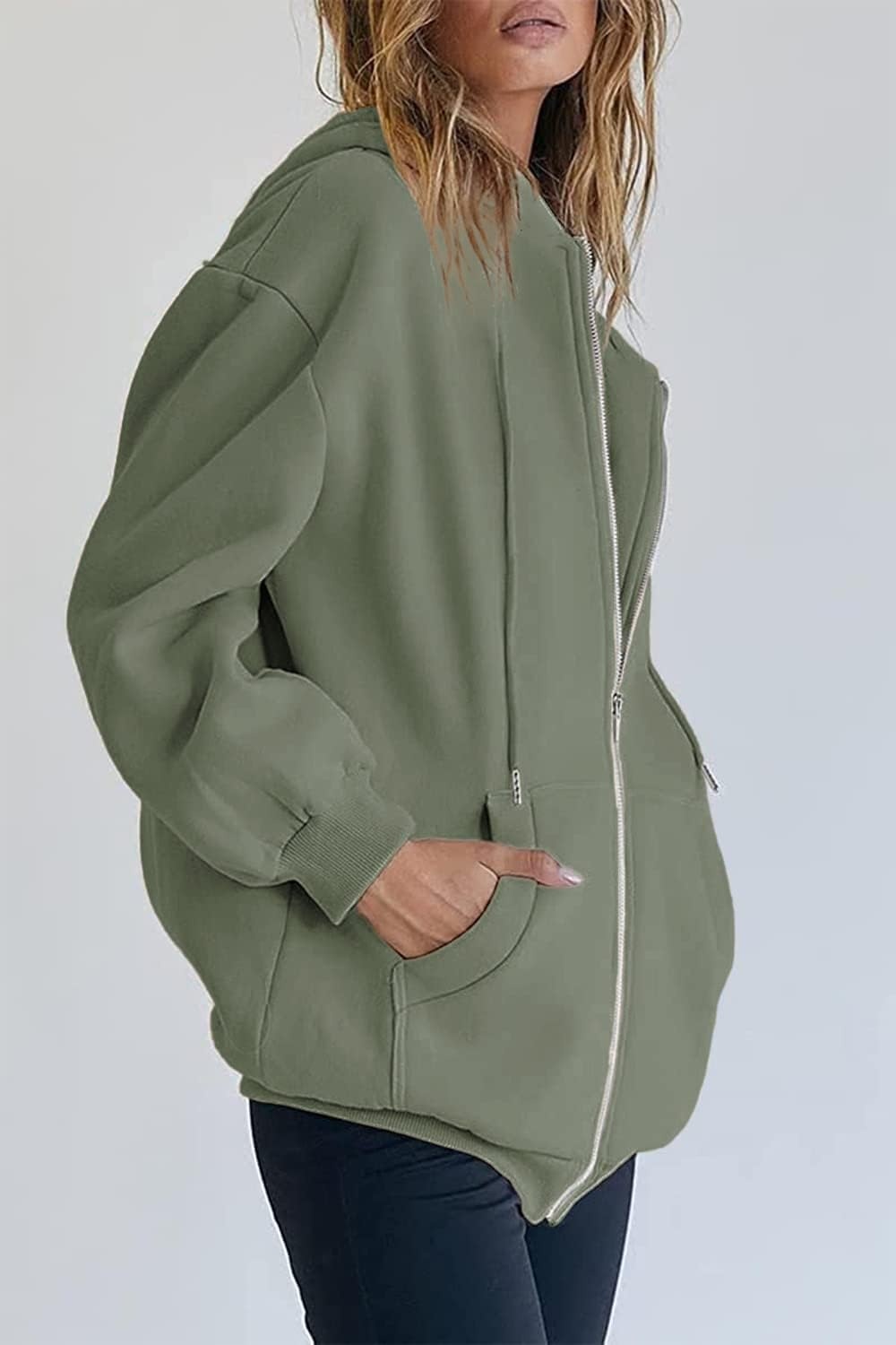 image:imagePRETTYGARDEN Womens Fall Zip Up Hoodies SweatshirtsGrey Green