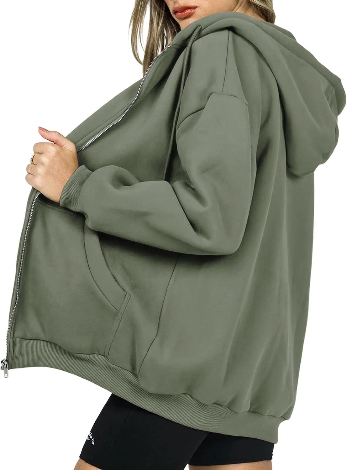 image:imagePRETTYGARDEN Womens Fall Zip Up Hoodies SweatshirtsGrey Green