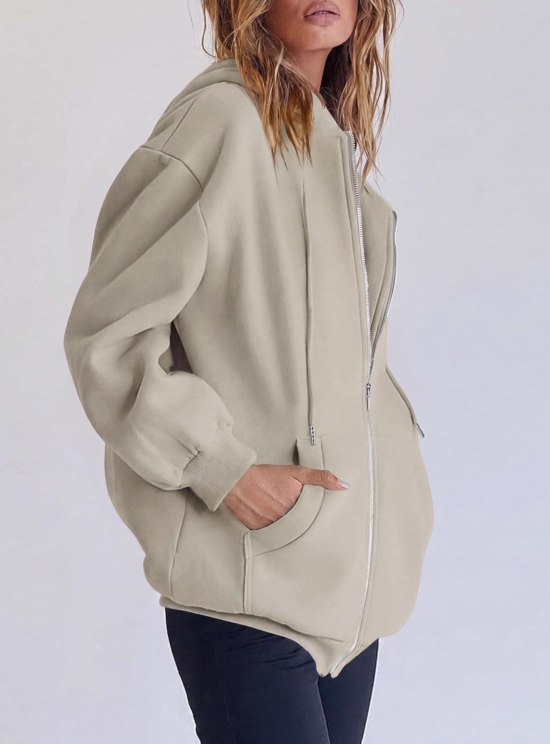 image:imagePRETTYGARDEN Womens Fall Zip Up Hoodies SweatshirtsGrey Khaki