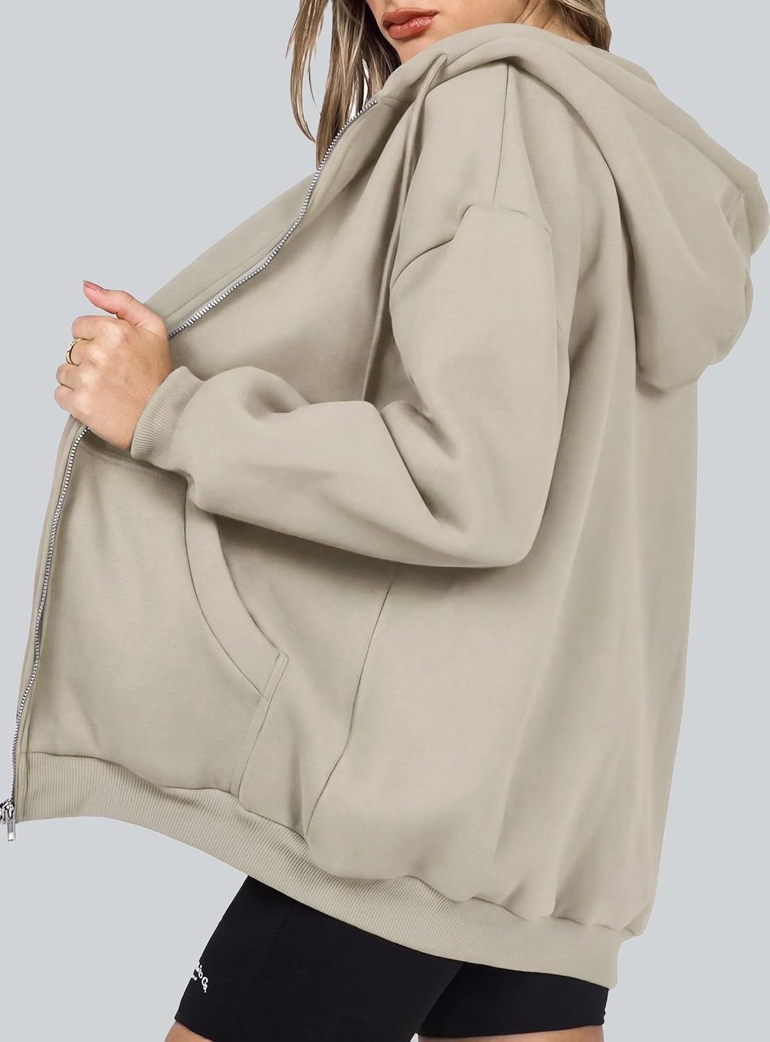 image:imagePRETTYGARDEN Womens Fall Zip Up Hoodies SweatshirtsGrey Khaki