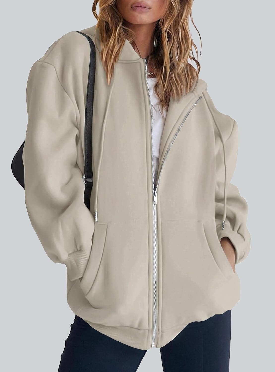 image:imagePRETTYGARDEN Womens Fall Zip Up Hoodies SweatshirtsGrey Khaki