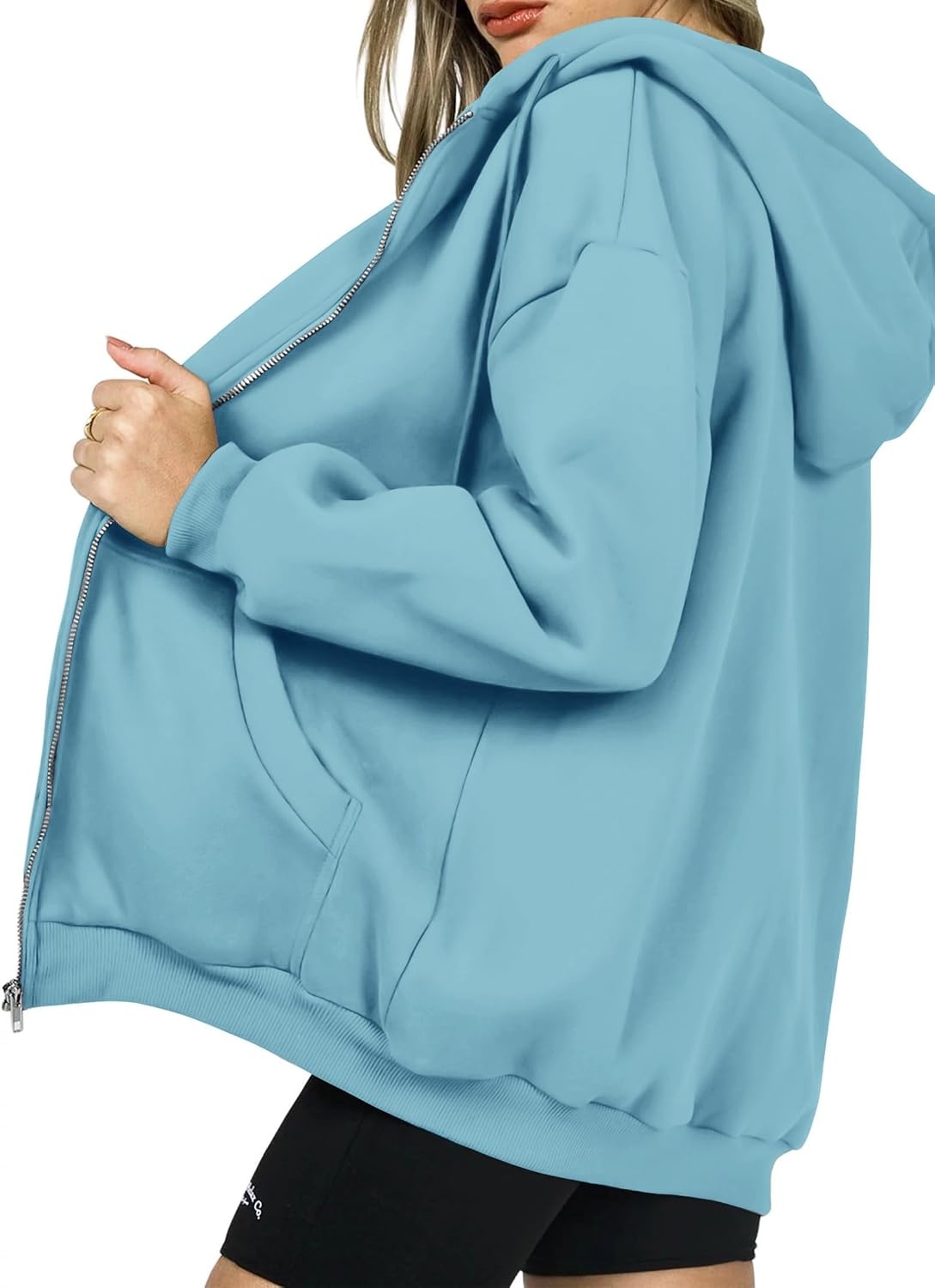 image:imagePRETTYGARDEN Womens Fall Zip Up Hoodies SweatshirtsLake Blue