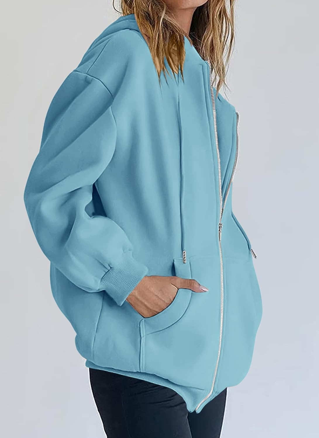 image:imagePRETTYGARDEN Womens Fall Zip Up Hoodies SweatshirtsLake Blue