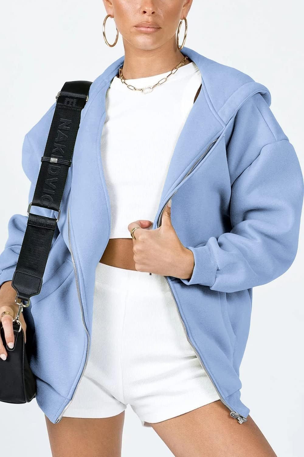 image:imagePRETTYGARDEN Womens Fall Zip Up Hoodies SweatshirtsLight Blue