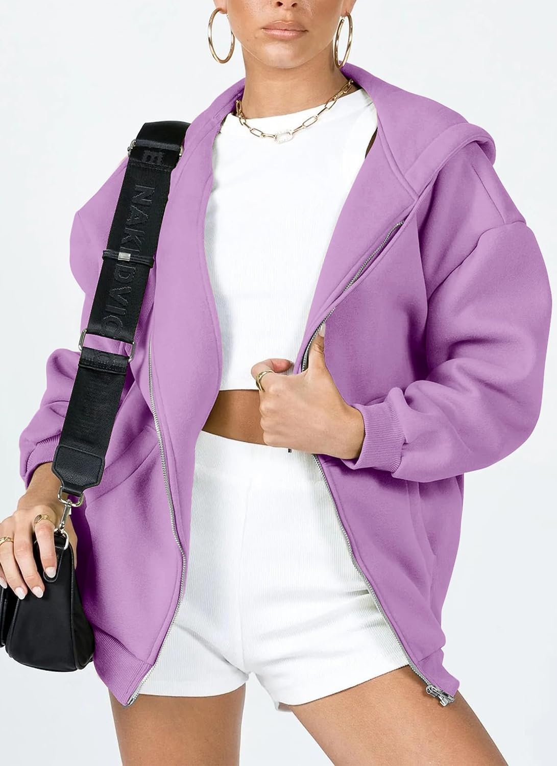 image:imagePRETTYGARDEN Womens Fall Zip Up Hoodies SweatshirtsLight Purple