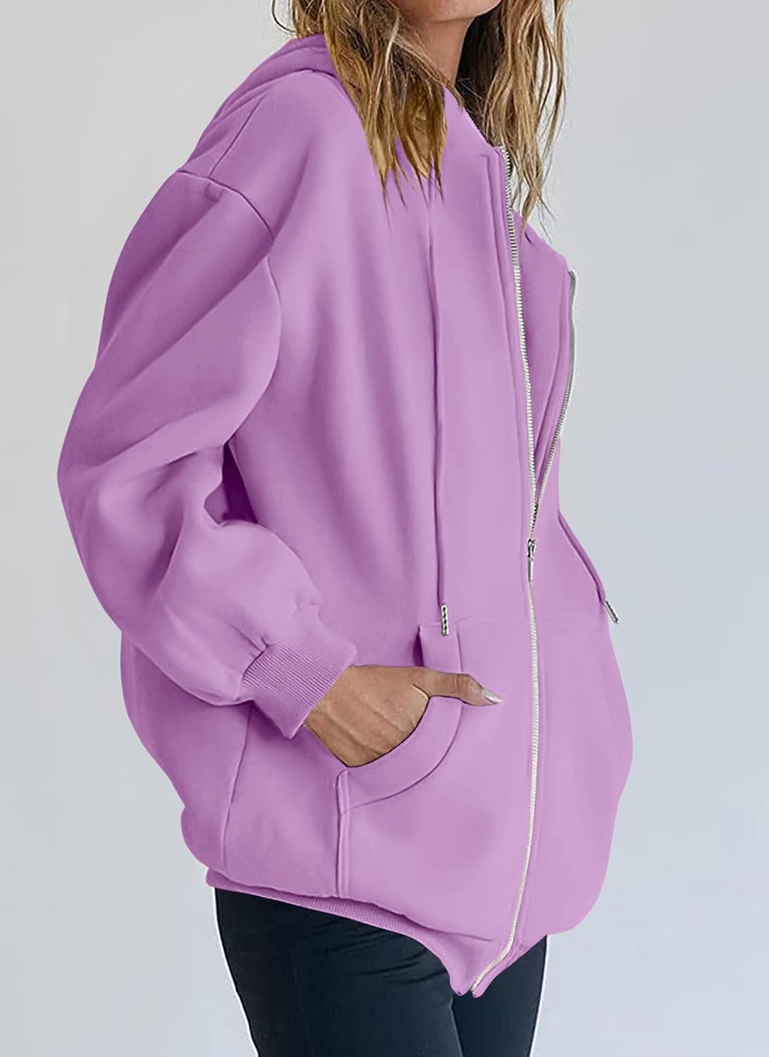 image:imagePRETTYGARDEN Womens Fall Zip Up Hoodies SweatshirtsLight Purple