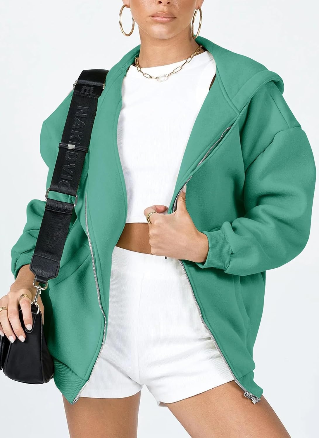 image:imagePRETTYGARDEN Womens Fall Zip Up Hoodies SweatshirtsMint Green