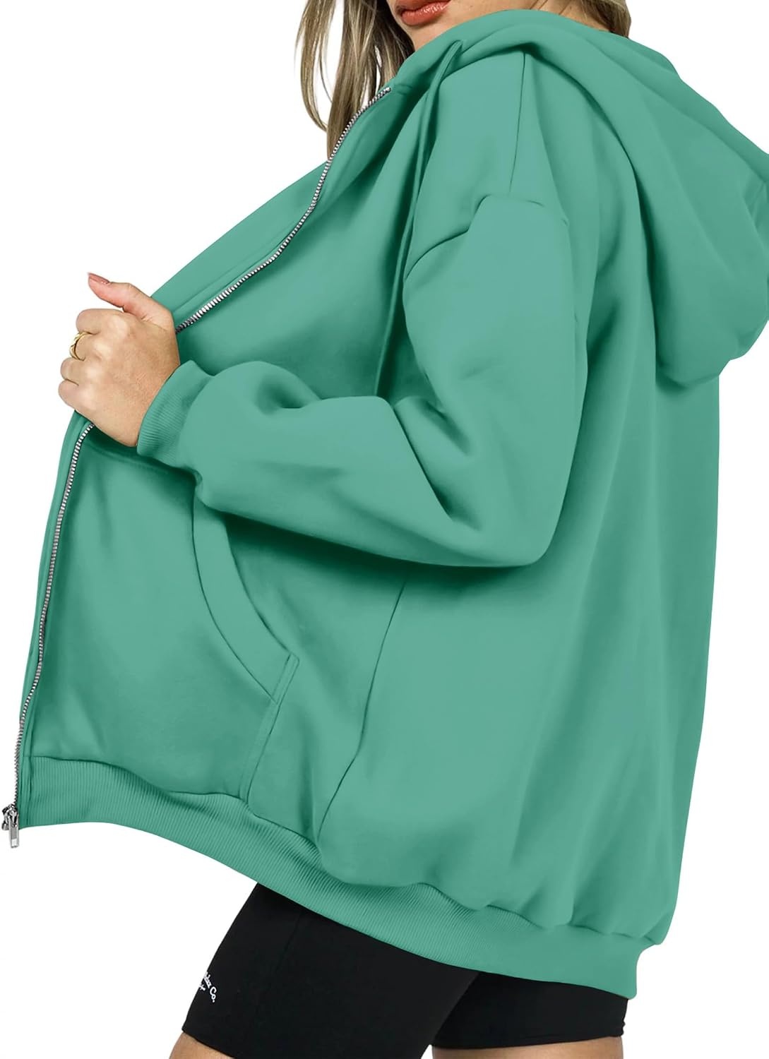 image:imagePRETTYGARDEN Womens Fall Zip Up Hoodies SweatshirtsMint Green