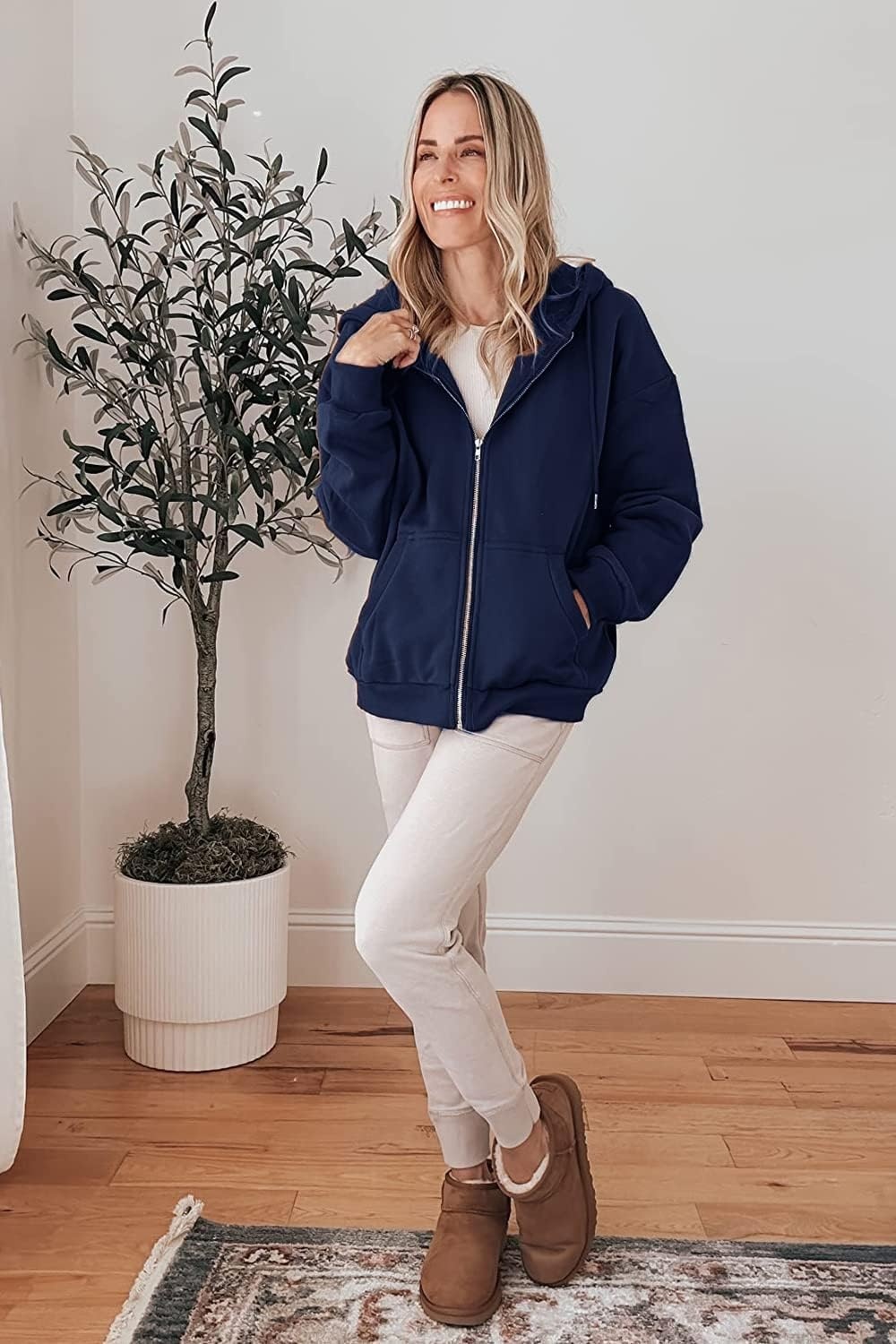 image:imagePRETTYGARDEN Womens Fall Zip Up Hoodies SweatshirtsNavy