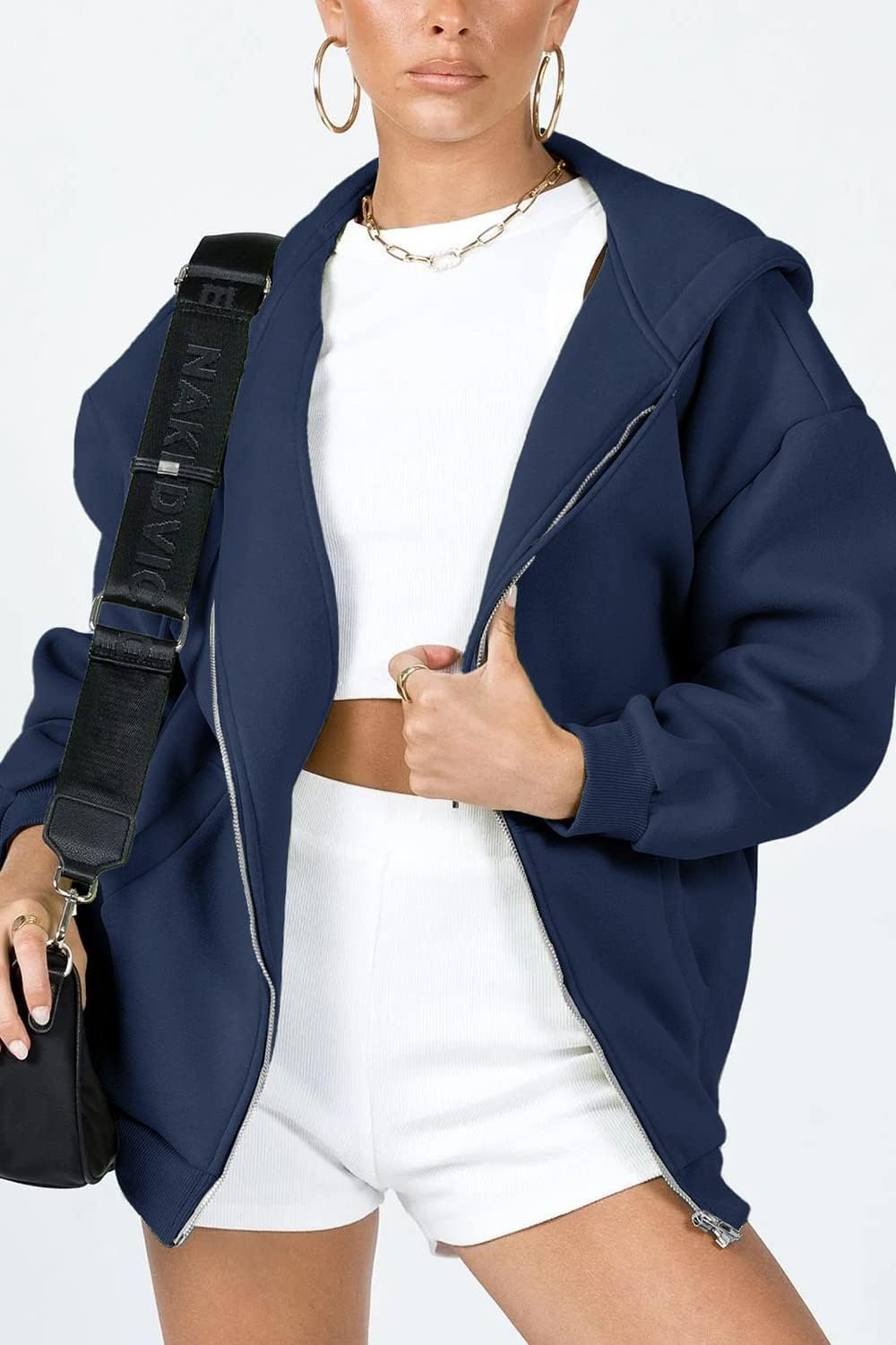image:imagePRETTYGARDEN Womens Fall Zip Up Hoodies SweatshirtsNavy